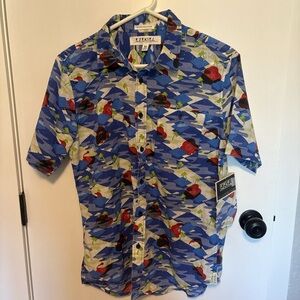 Ezekiel Tropical Palm Rose Button Up Shirt Size M NWT Hawaiian Beach